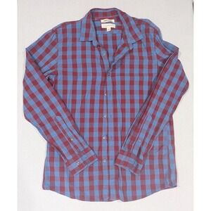 Goodthreads Button Down Shirt Mens M Blue Burgundy Excellent Slim Fit Gingham